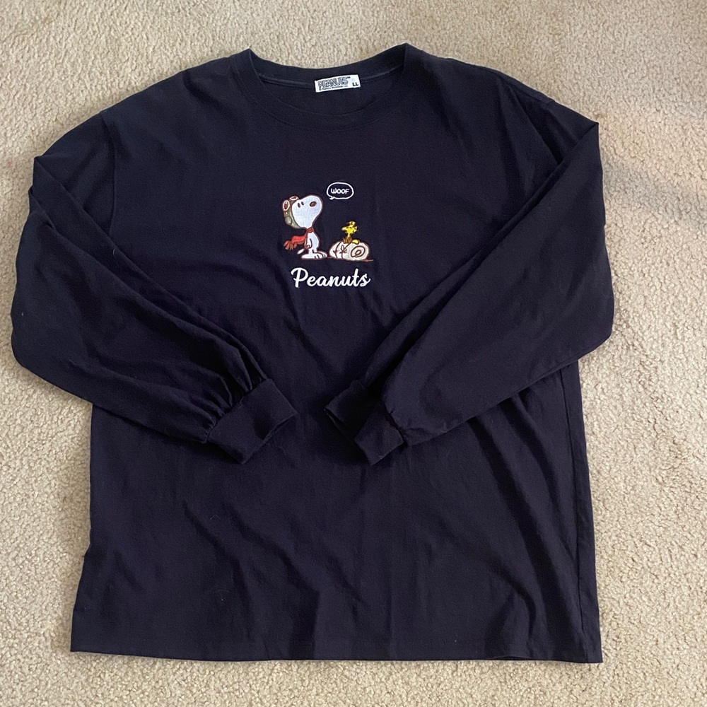 Peanuts Black Long Sleeve with Snoopy Graphic